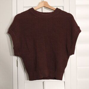 A New Day Brown Short Sleeve Cropped Crew Neck Sweater, Size XS, NEW